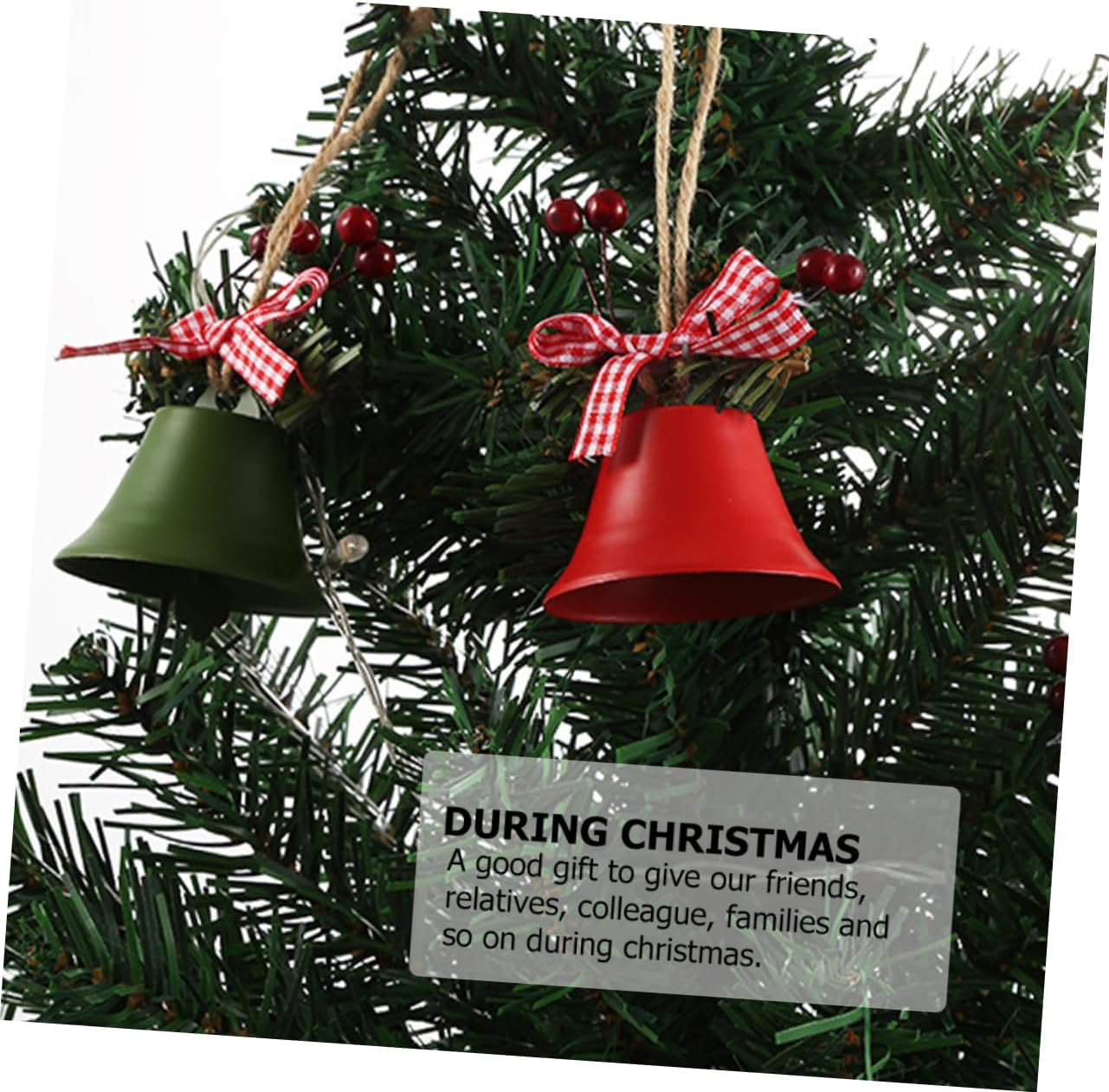 Unomor 3pcs Christmas Tree Bell Ornaments Decorative Pendants Holly Berries Lightweight for Easy Hanging for Holiday Parties Weddings and Home Decor