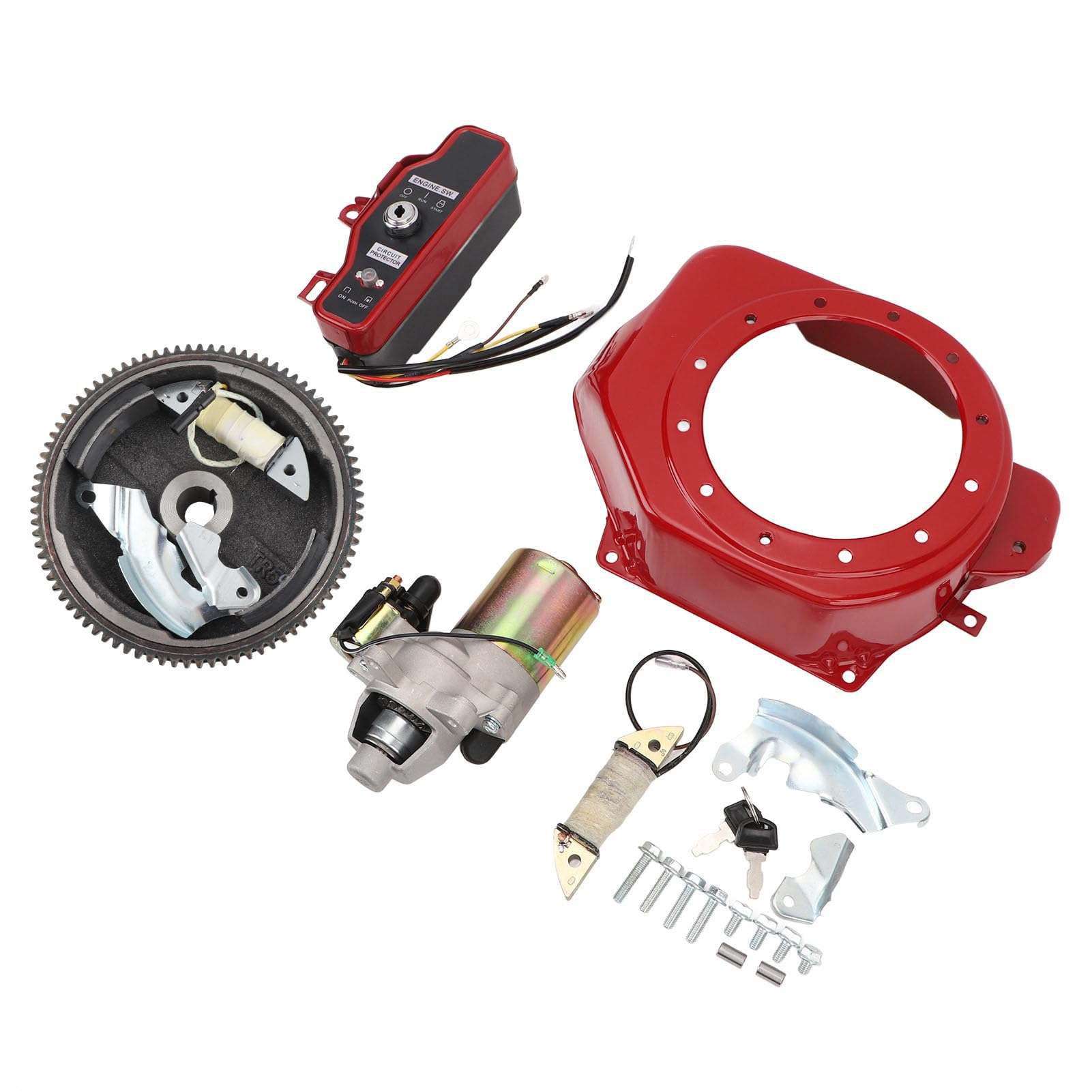 CHICIRIS Kit de Arranque Eléctrico Kit de Motor de Arranque de Metal ABS con Caja de Interruptor de Encendido Cubierta del Volante Bobina de Carga Fácil Instalación para Motores GX160 GX200