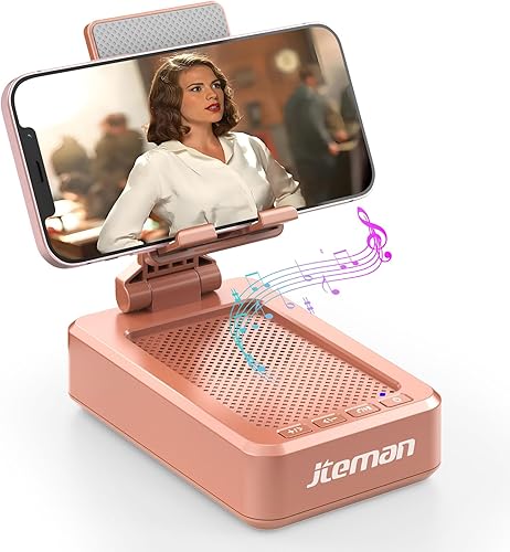 Miniatura 10 de Soporte para teléfono celular con altavoz Bluetooth inalámbrico y base antideslizante, sonido envolvente HD, perfecto para el hogar y al aire libre