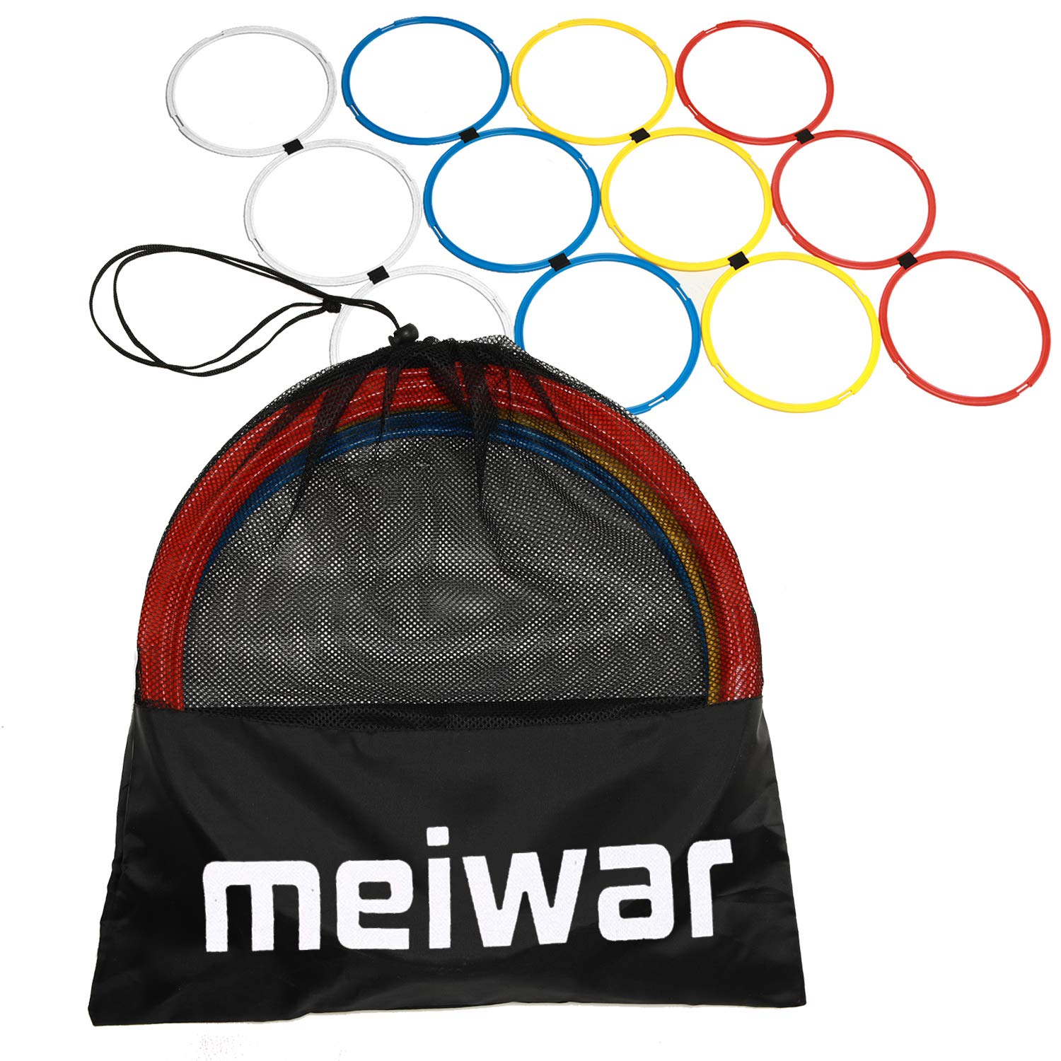 Anelli di coordinazione – Set di 12 anelli di coordinazione in giallo, rosso, blu, anelli agility per l'allenamento nello sport, pneumatici fitness con borsa