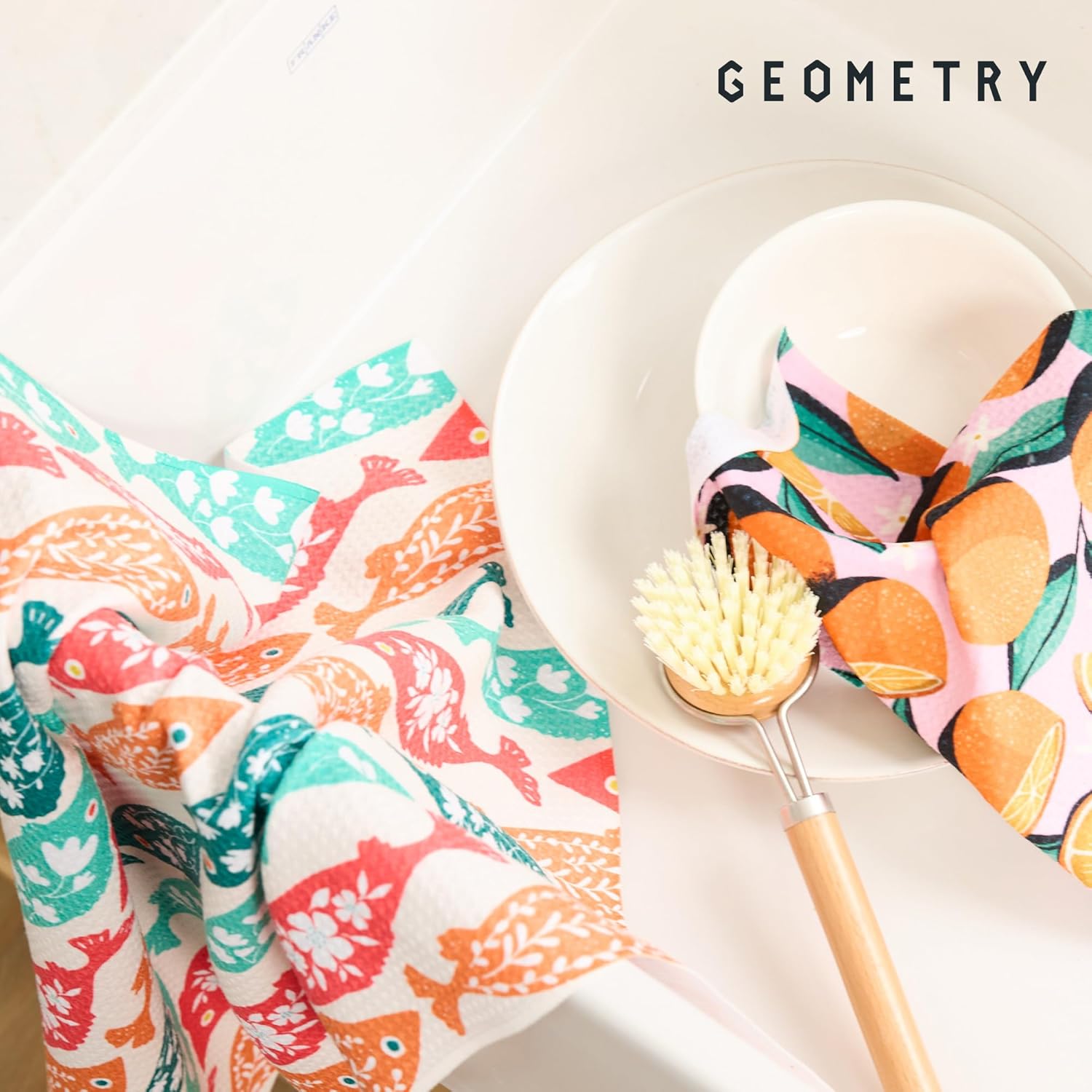 GEOMETRY Kitchen Dish Cloths - Quick Dry Dishcloths for Kitchen - Premium Dish Rags with Geoweave - 3-Pack Set Tiny Petals - Image 8