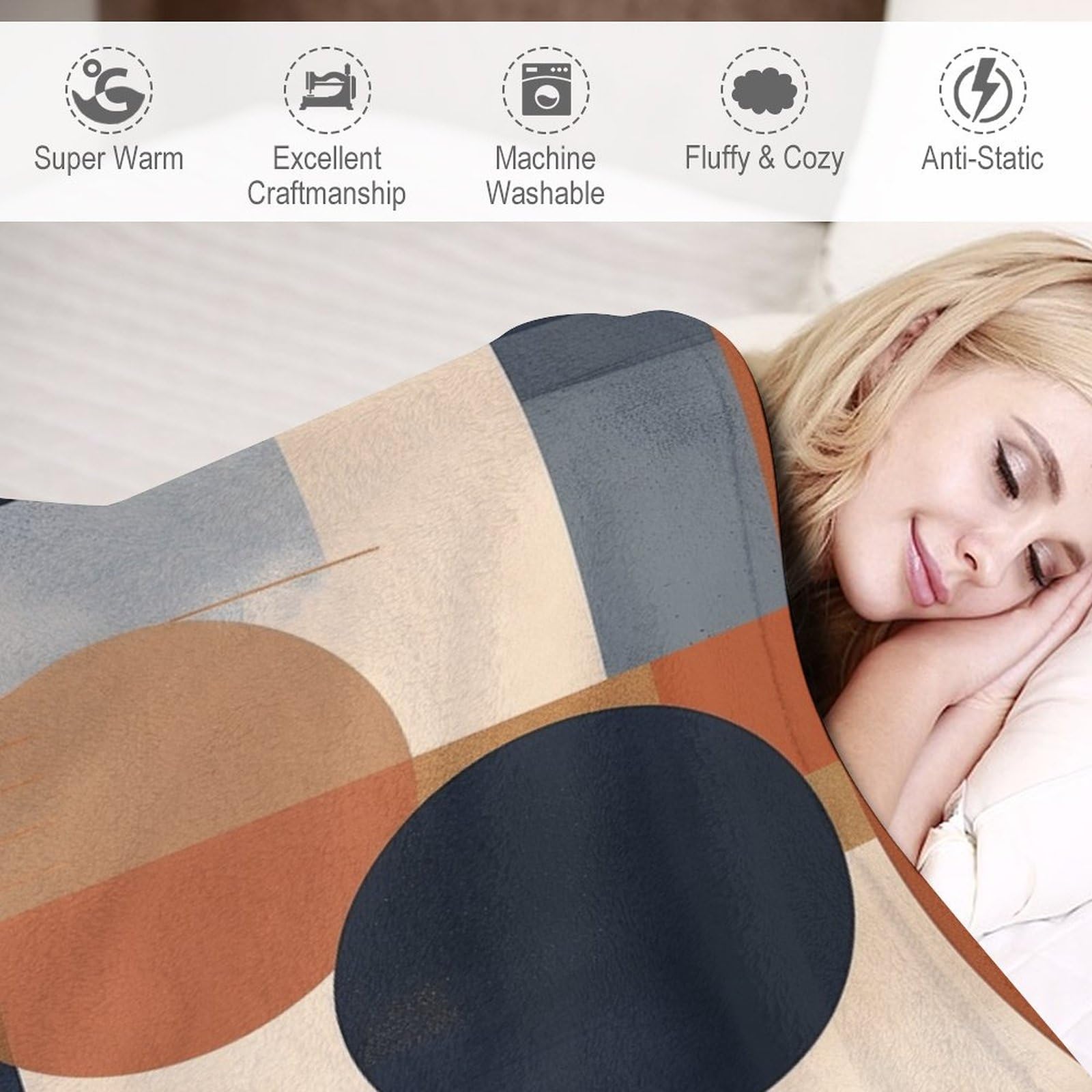 Amazon.com: Blanket Navy Blue Burnt Orange Abstract Aesthetic