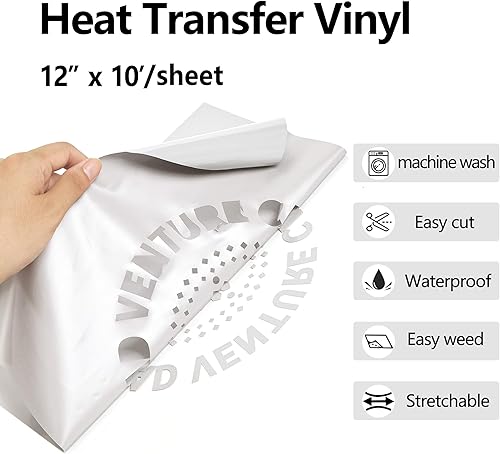 Miniatura 2 de RENLITONG - Vinilo HTV gris para planchar de 12 pulgadas por 10 pies, vinilo de transferencia de calor para rollos de vinilo HTV para todas las