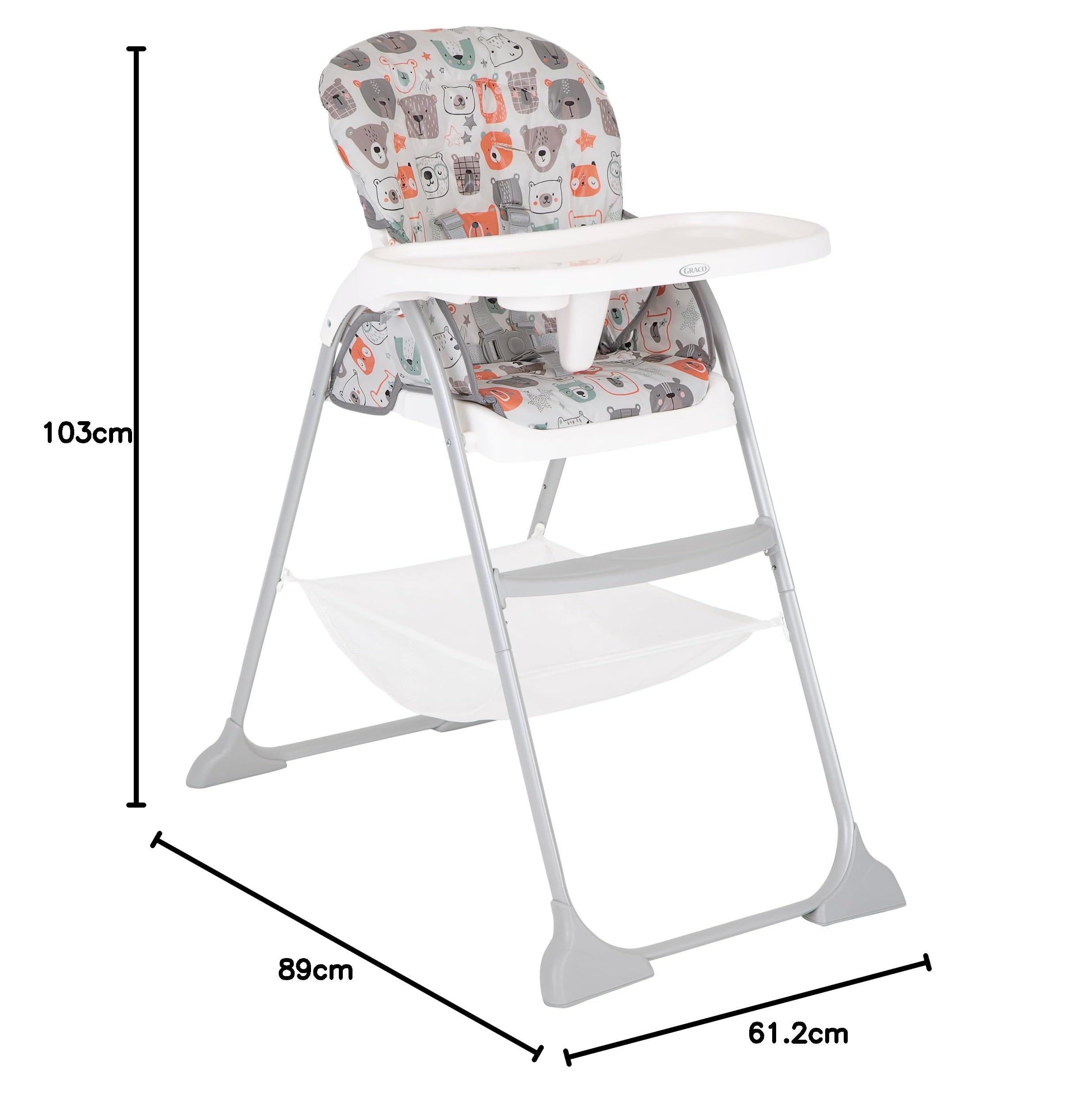 Graco SnackEase Trona de plegado rápido, reclinable, de los 6 meses a los 3 años aproximadamente (máximo 15 kg), estampado Up & Away