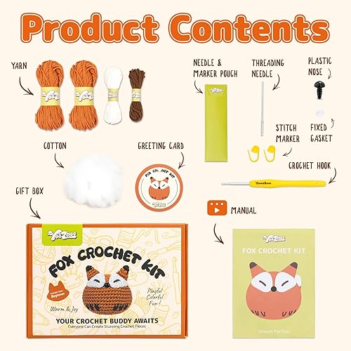 Vista 59 de Yeezhee Kit de ganchillo para principiantes, juego completo de iniciación de animales Amigurumi con tutoriales en video paso a paso, hilo y gancho