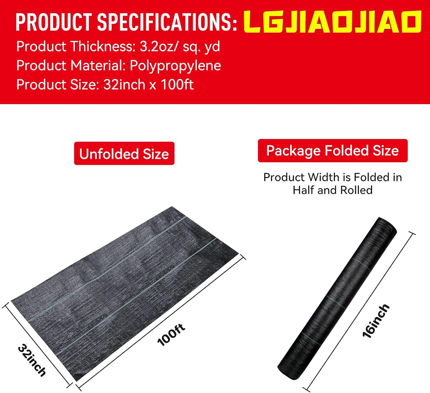 4FT x 100FT Weed Barrier Landscape Fabric (2 Pack 4x50FT) - Premium Heavy-Duty 3.2oz Gardening Weed Control Mat with 30 U-Shaped Securing Pegs - Ground Cover for Gardening, Farming