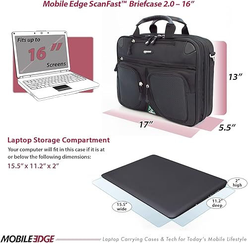 Miniatura 4 de Mobile Edge ScanFast - Maletín para laptop para hombres y mujeres, para PC de 16 pulgadas y compatible con MacBook de 17 pulgadas, compatible con