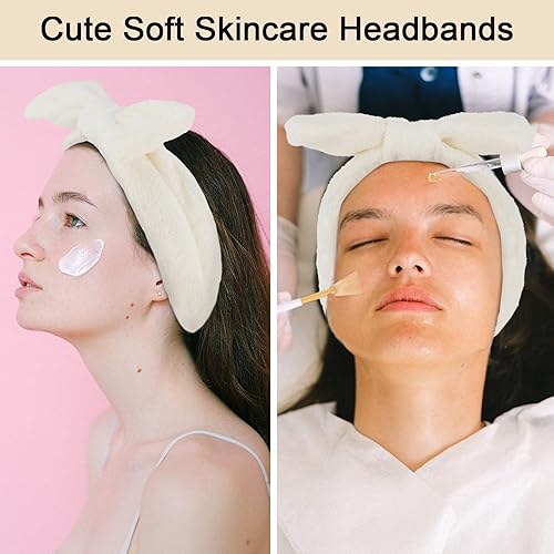 Miniatura 3 de Ondder Paquete de 8 diademas de spa para lavar la cara con estampado de corazón maquillaje para el cuidado de la piel diademas faciales con lazo