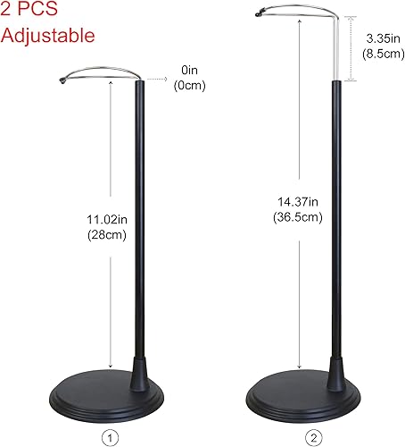 Miniatura 7 de ZITA ELEMENT Base de soporte de muñeca ajustable de 2 piezas para accesorios de muñeca de 14 pulgadas -18 pulgadas - negro