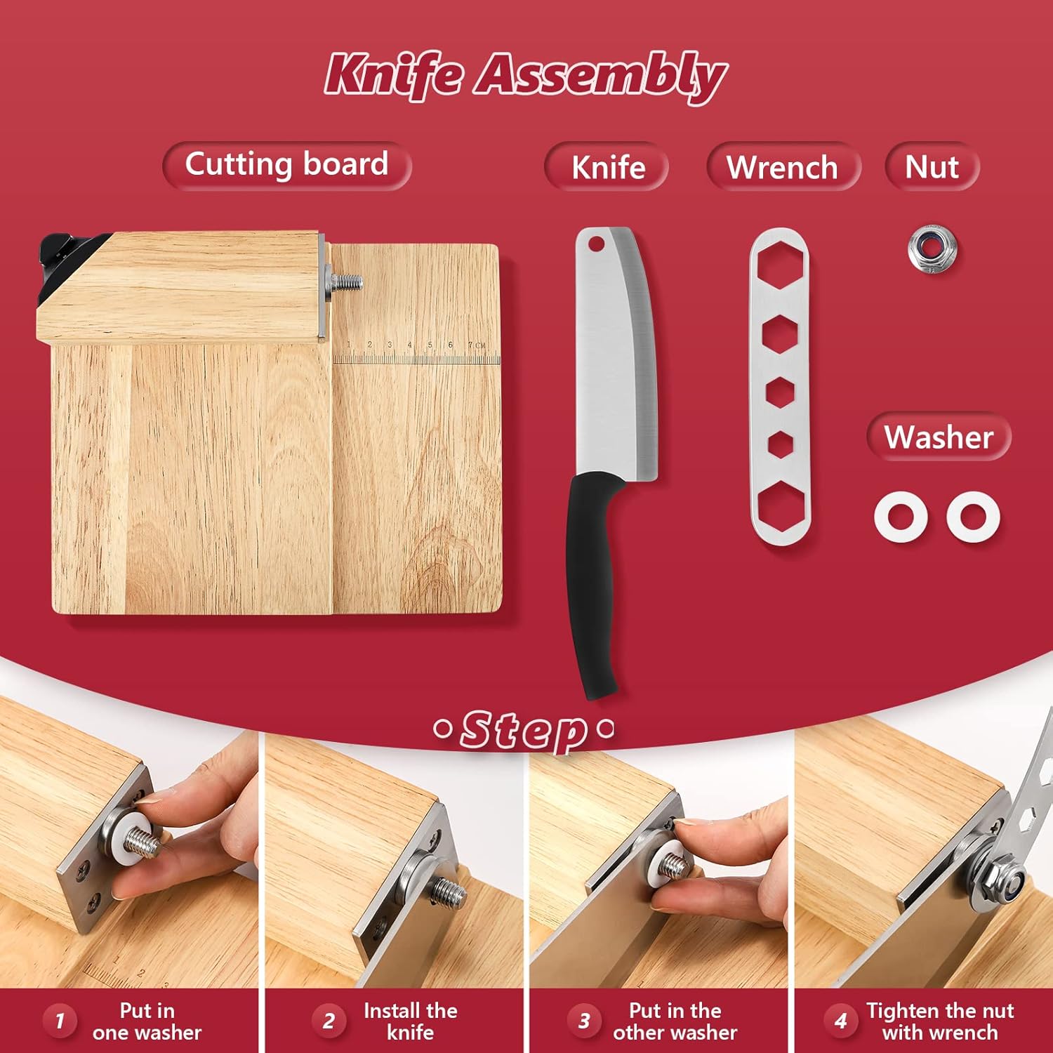 LANUEVA Biltong Slicer, Manual Beef Jerky Cutter with Detachable Knife, Built-in Knife Sharpener, Wood Cutting Board, Guillotine Slicer for Cheese Sausage Ham Salami Bacon