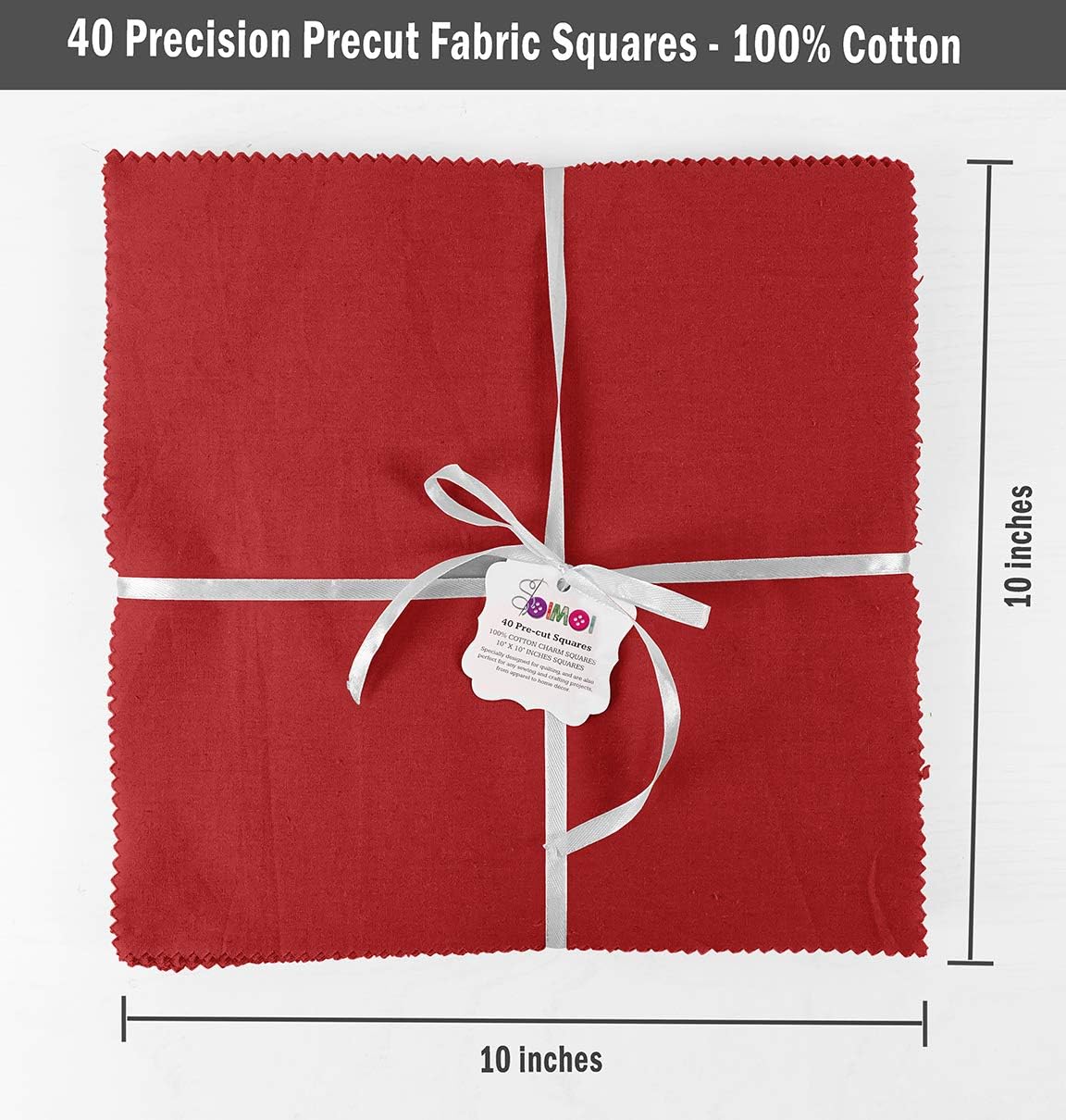 Soimoi Solid Red Precut 10 inch Cotton Fabric Quilting Squares Charm Pack DIY Patchwork Sewing Craft