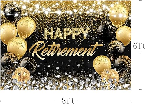 Miniatura 9 de MEHOFOND Telón de fondo de fiesta de jubilación de 8 x 6 pies, color azul y plateado, felicitaciones, fondo de fotografía, globos con purpurina,