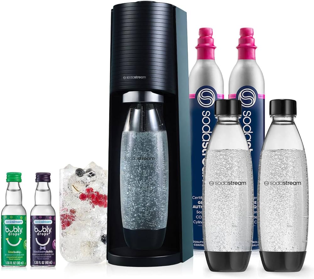 SodaStream Terra Sparkling Water Maker Bundle (Black), with CO2