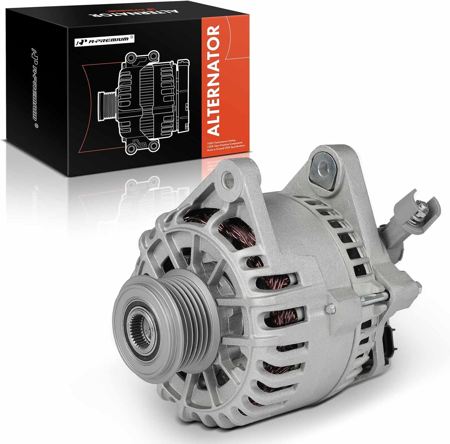 A-Premium Alternator Compatible with Ford Focus 2004 2.0L, 12V 110A 6-Groove Clutch Pulley Clockwise, Replace# 2M5V-10300-AA, 2M5Z-10346-AB