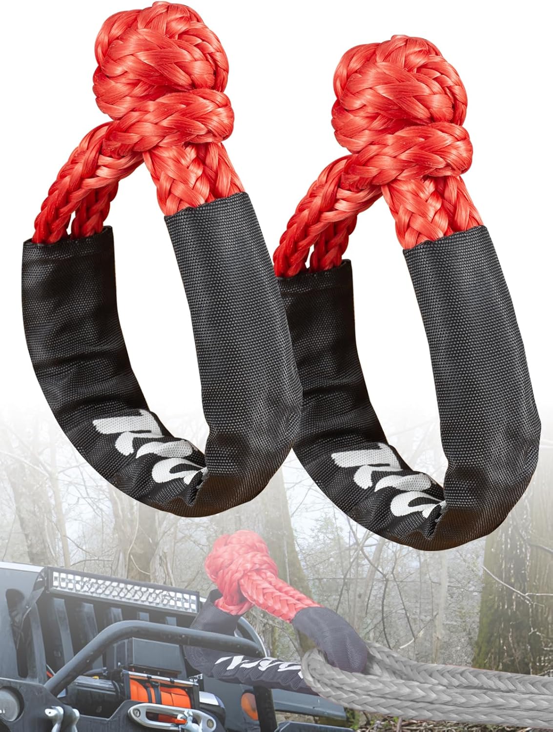 Soft Shackle,Synthetic Soft Shackle 1/2" X 22" Heavy-Duty UHMWPE Tow Connectors (56,000 LBS Breaking Strength) with Extra Sleeves for Off-Road 4x4, Jeep, Truck, ATV, UTV-Safer Than Metal Shackle