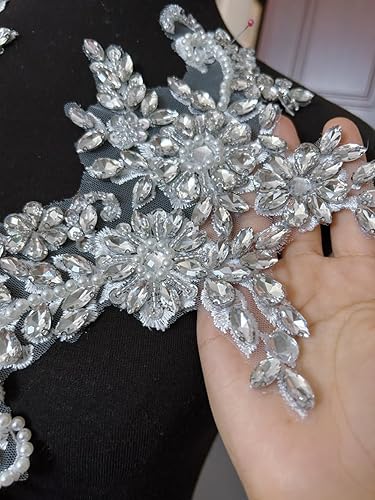 Miniatura 2 de Disfraces de costura, parches y apliques de encaje, adorno de decoración de pecho con cristales acrílicos de cristal, diamantes de imitación para