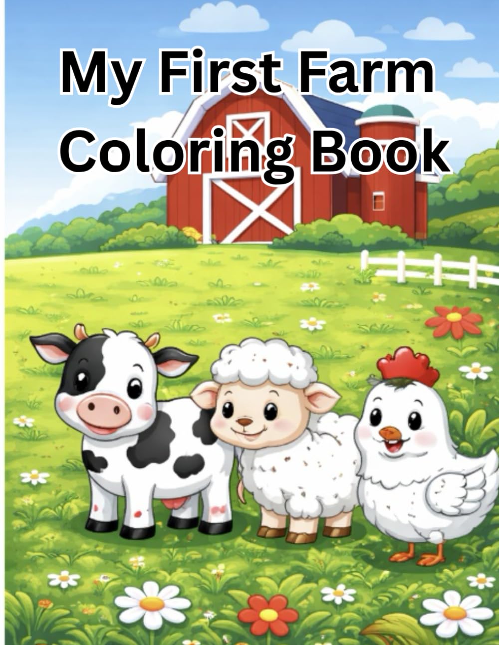 My First Farm Coloring Book: Coloring Book with Common Farm Animals and Simple Sentences for Early Readers (Ages 3 - 6)