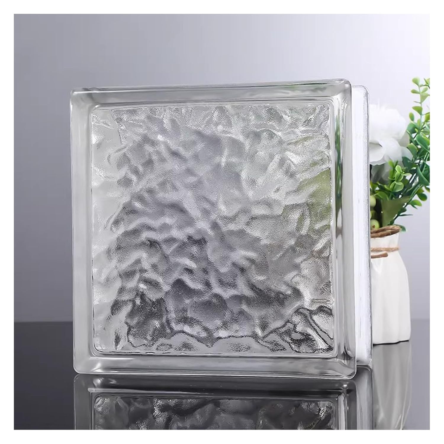 Glass Blocks Hollow Glass Brick，Ice Crystal Textured，for Restaurant Partitions(Style7)