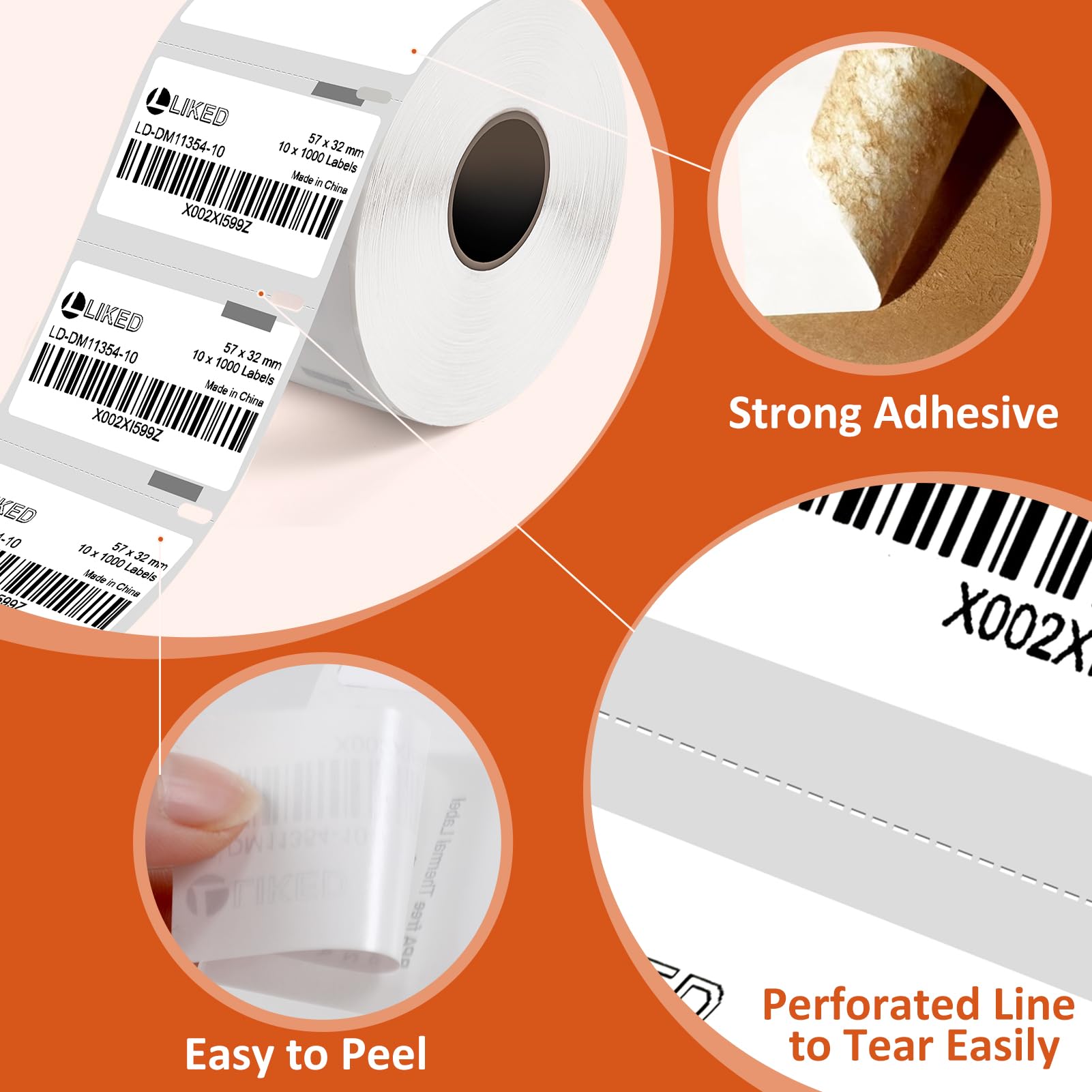 L LIKED 8 Rolls 57mm x 32mm Thermal Labels Compatible with Dymo 11354/30334 S0722540, Multi-Purpose Labels Compatible with Dymo Labelwriter 450, 4XL（1000 Per Roll）