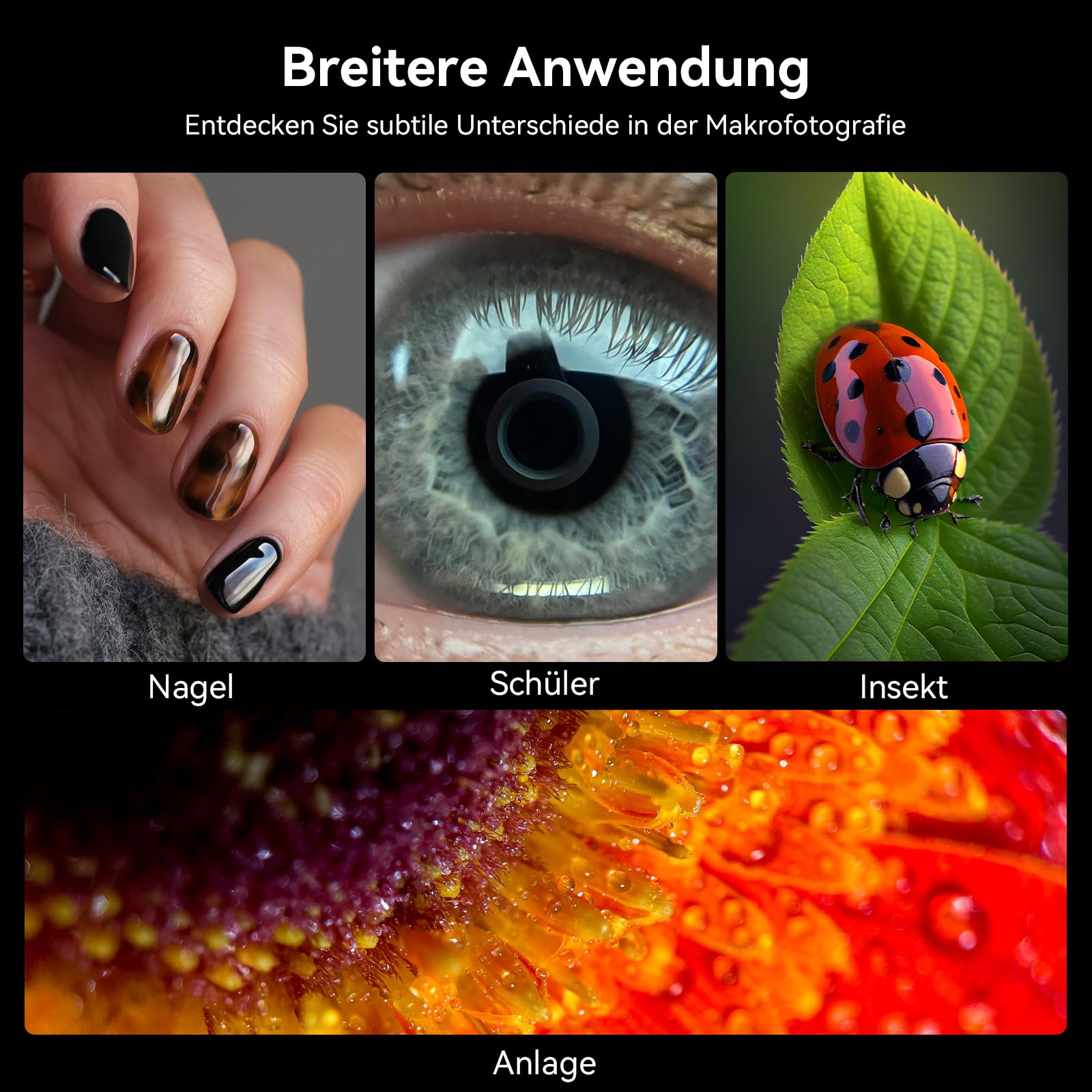 10-20x Zoom-Makroobjektiv-Set mit Fülllicht für Smartphones,Makro-Telefonobjektiv mit universellem Objektivclip,HD-Makrofotografieobjektiv für iPhone und Android-Telefone