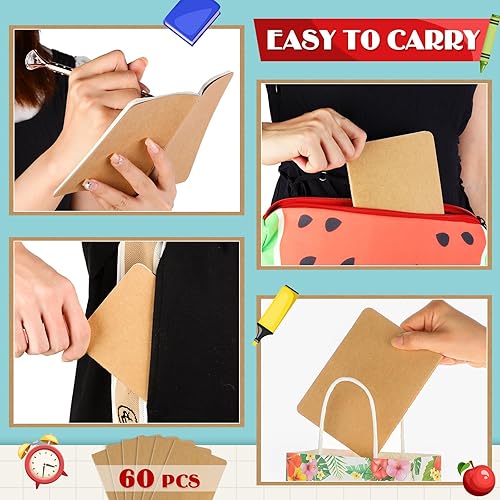 Miniatura 5 de Colarr 60 mini cuadernos de 5.5 x 4 pulgadas, 30 hojas de diario pequeño a granel en blanco, cuaderno pequeño de papel kraft para estudiantes, aula,