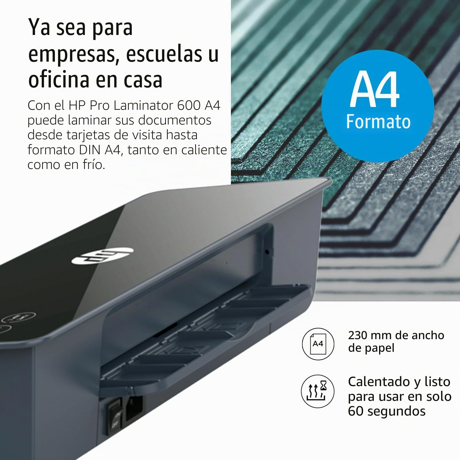 HP Pro Laminator 600 A4 3163 - Laminador (75/80 - 125 micrones, incluye láminas de laminación)