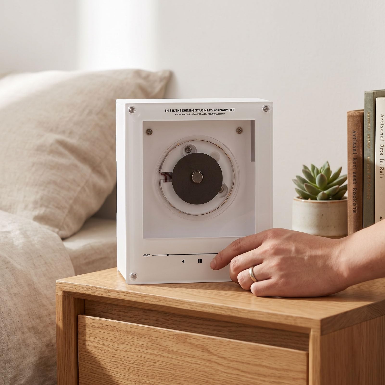 banapoy Lettore Musicale Frigorifero Magnetico Giradischi NFC Luce