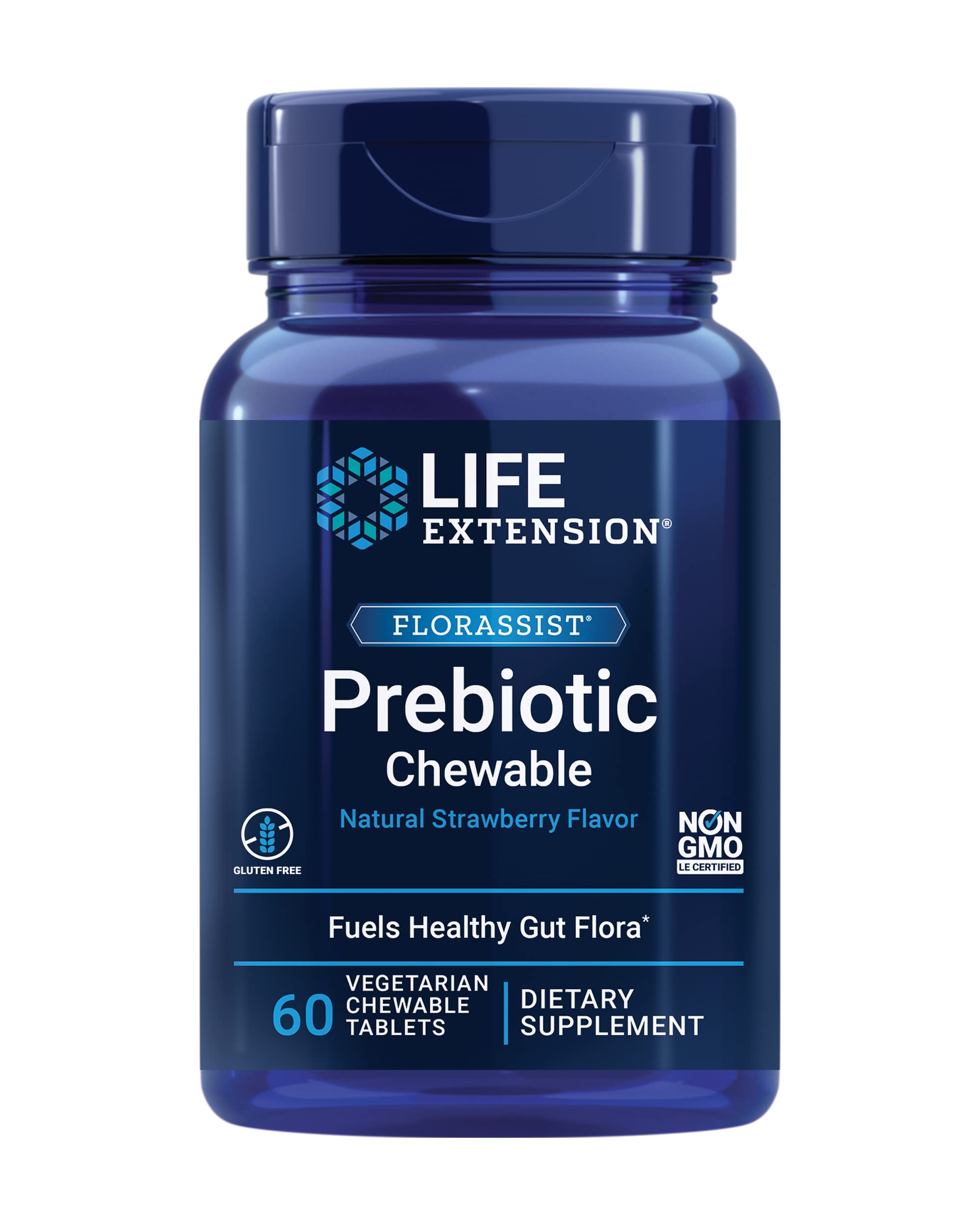 Buy Life Extension FLORASSIST Prebiotic Chewable (Strawberry) Microbiome Prebiotics Supplement