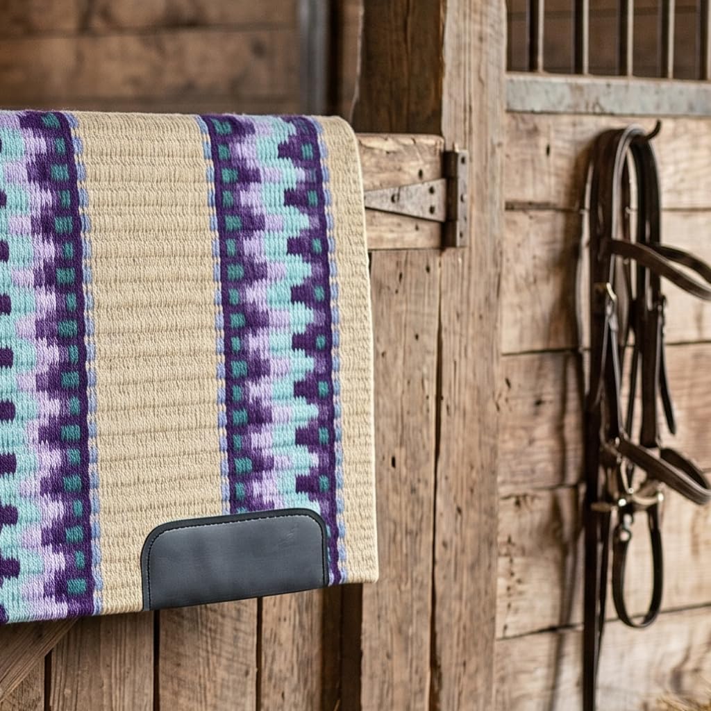 Western Show Saddle Pad/Blanket for Horses - Handmade Wool Saddle Blanket with New Zealand Design, Thick, Durable & Comfortable for Horse Riding (34” L x 34” W x 1) M72