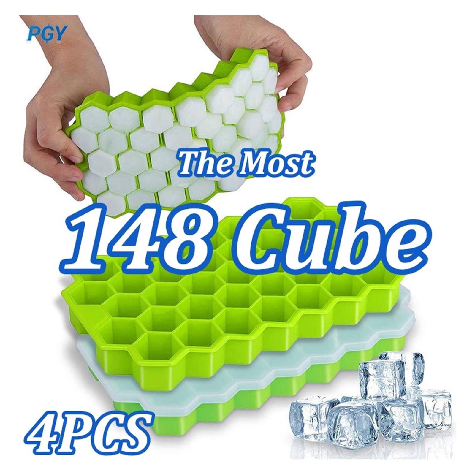 Molde De Silicona for Cubitos De Hielo, Bandeja De Gran Capacidad De 148 Cubitos Con Tapas