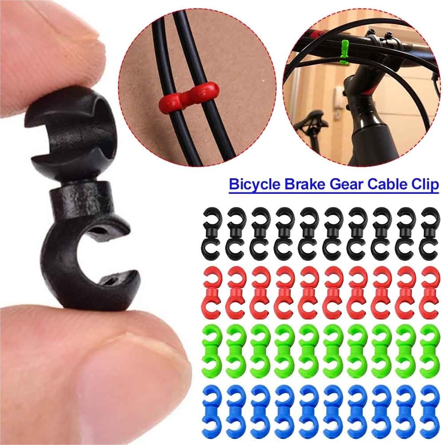 Bike Cable Clips 100pcs Rotatable MTB Brake Cable Clips Bicycle Shift Gear Buckles Guide Line for Smooth Cycling Enhanced Performance(Green)