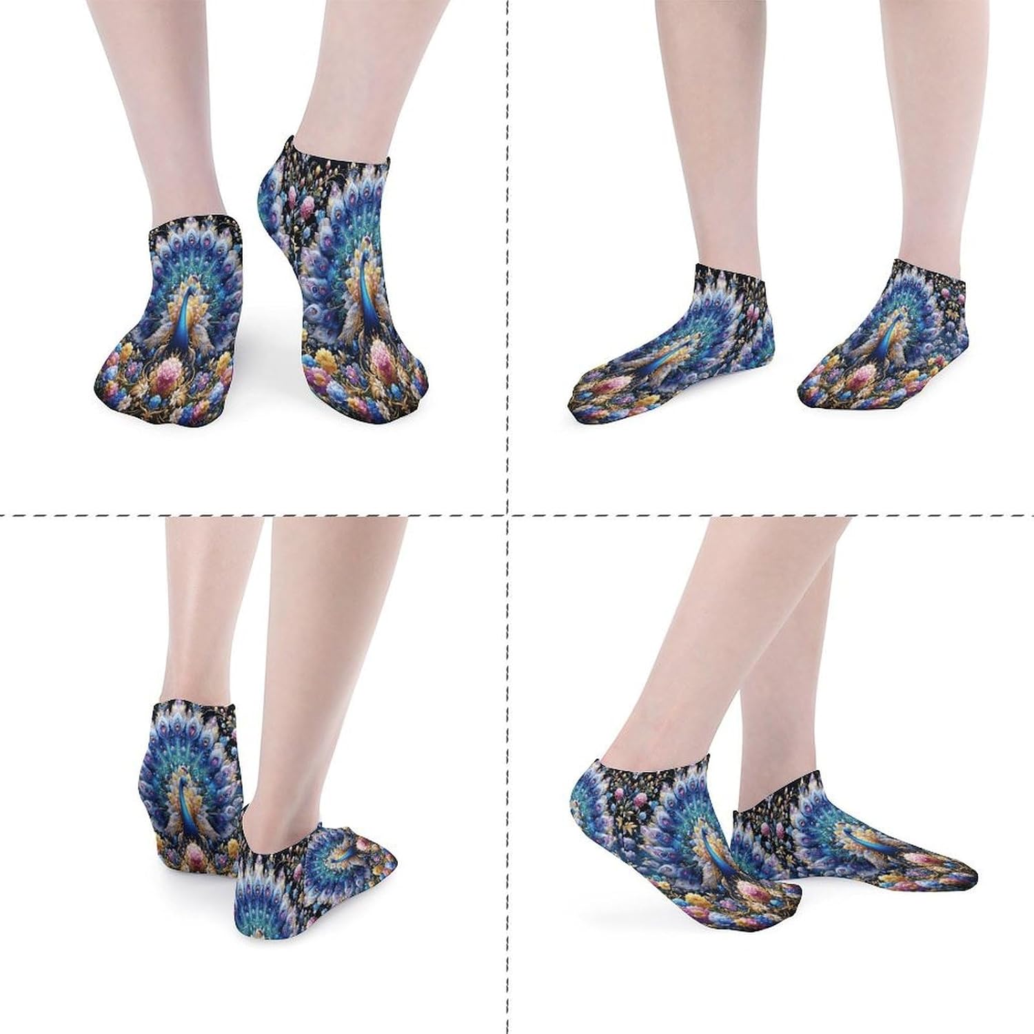 Colorful Peacocks Ankle Sock Low Cut Socks Tube Socks for Sports