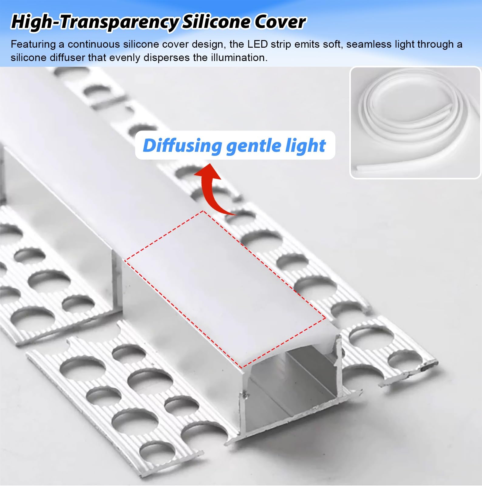 Profili per Strisce LED Profilo Diffusore a LED per Illuminazione Indiretta a Soffitto, Profilo in Alluminio Flessibile per Strisce LED, Canale Diffusore a LED da Incasso(87ft(26.5m))