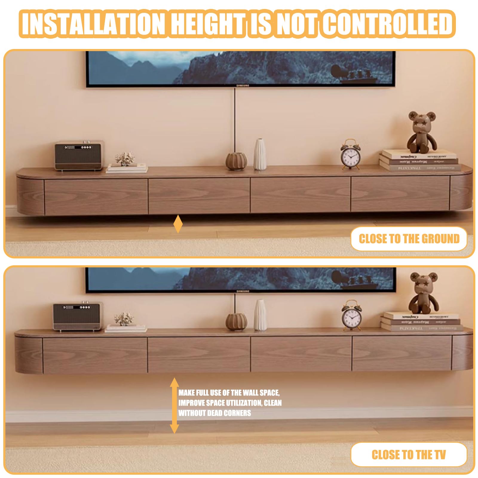 TV-Schrank weiß,Lowboard hängend,Schwebender Fernsehschrank,Sideboard Hängeschrank Fernsehtisch für Wohnzimmer, Schlafzimmer, Esszimmer