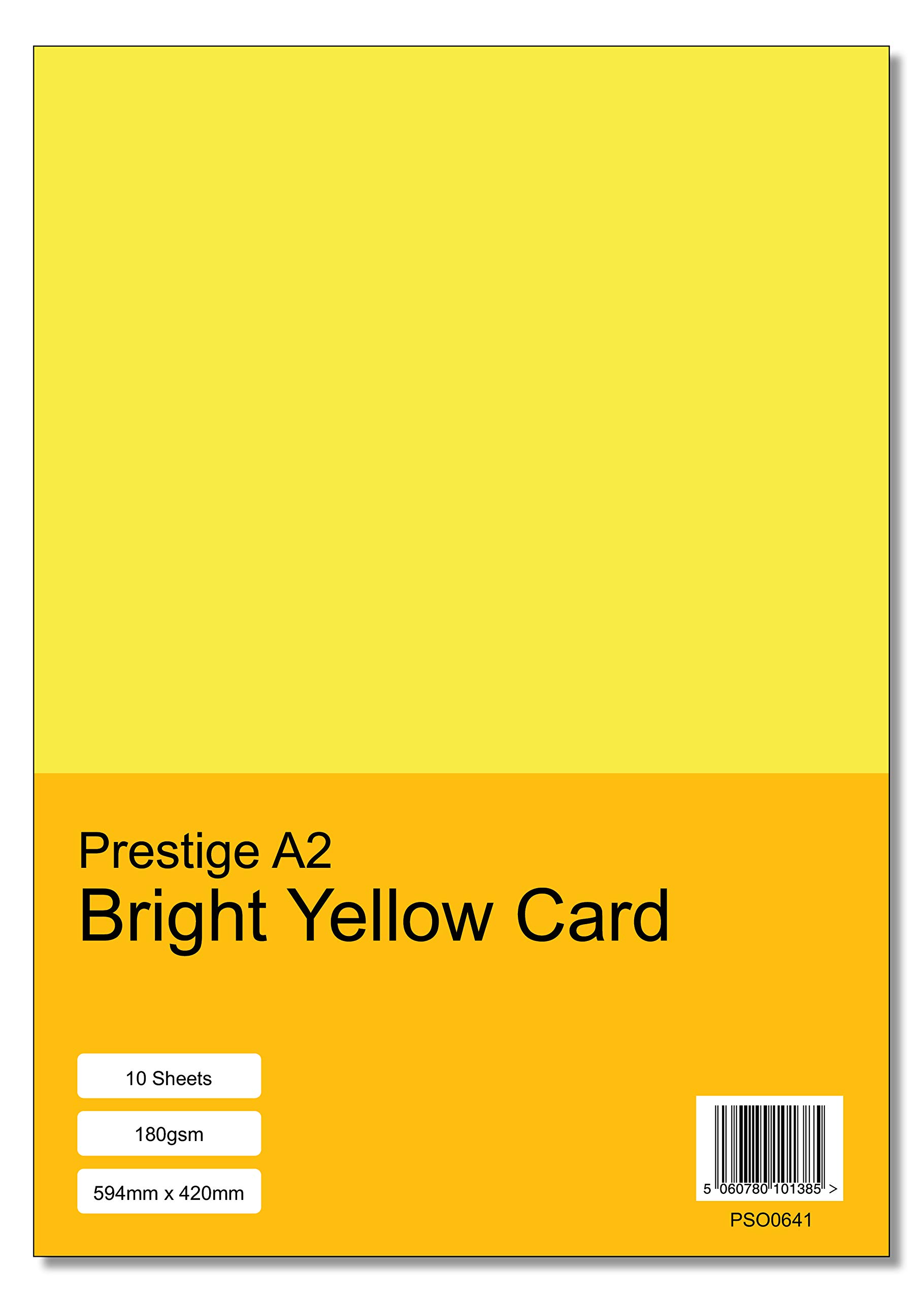 Prestige A2 Bright Yellow 180gsm Craft Card x 10 Sheets - (594mm x 420mm)