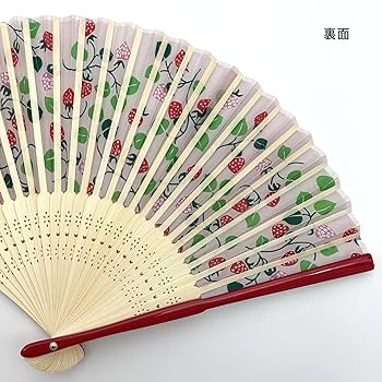 Amazon.co.jp: 京佑 シルク製 扇子 袋付き 竹久 夢二 いちご 約