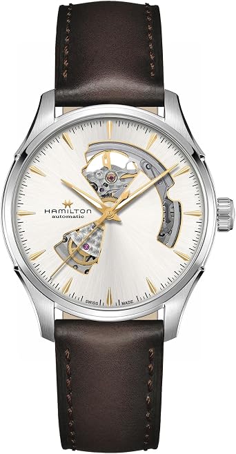 Hamilton Jazzmaster Performer Automatic Mens Watch, 40mm Stainless Steel Case, Swiss Made, Silver Dial Analog Wrist Watch, 50m Waterproof, Sapphire Crystal, 3-Hand Movement, Calf Leather Strap
