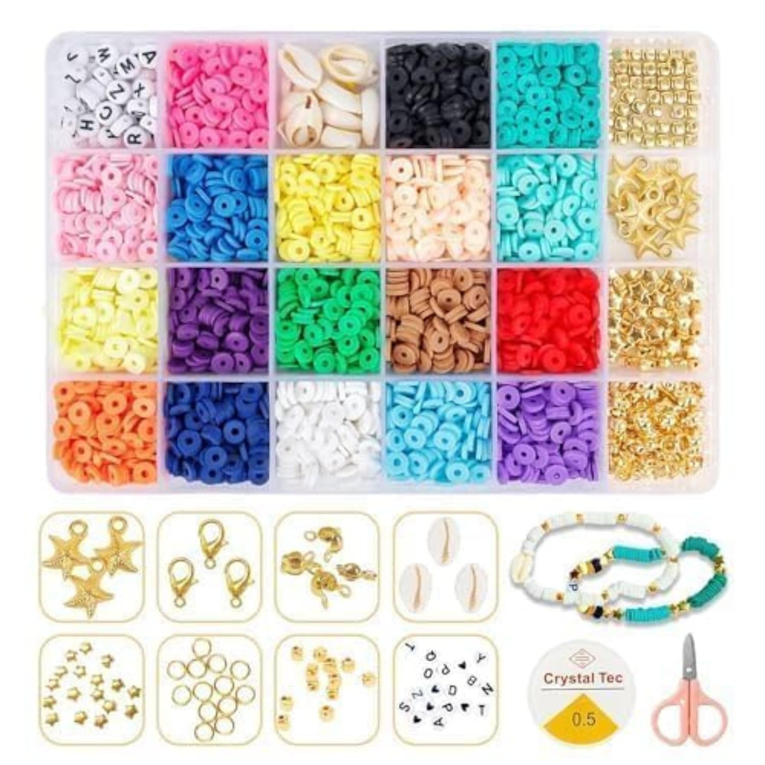 VIRADHAM Glass Seed Beads for Jewelry Making Kit β Multicolor Bracelet Making Set with Letter Charms | DIY Friendship Jewelry, Art | Craft Beads for Girls Unicorn Gift Box (Beads kit 1)