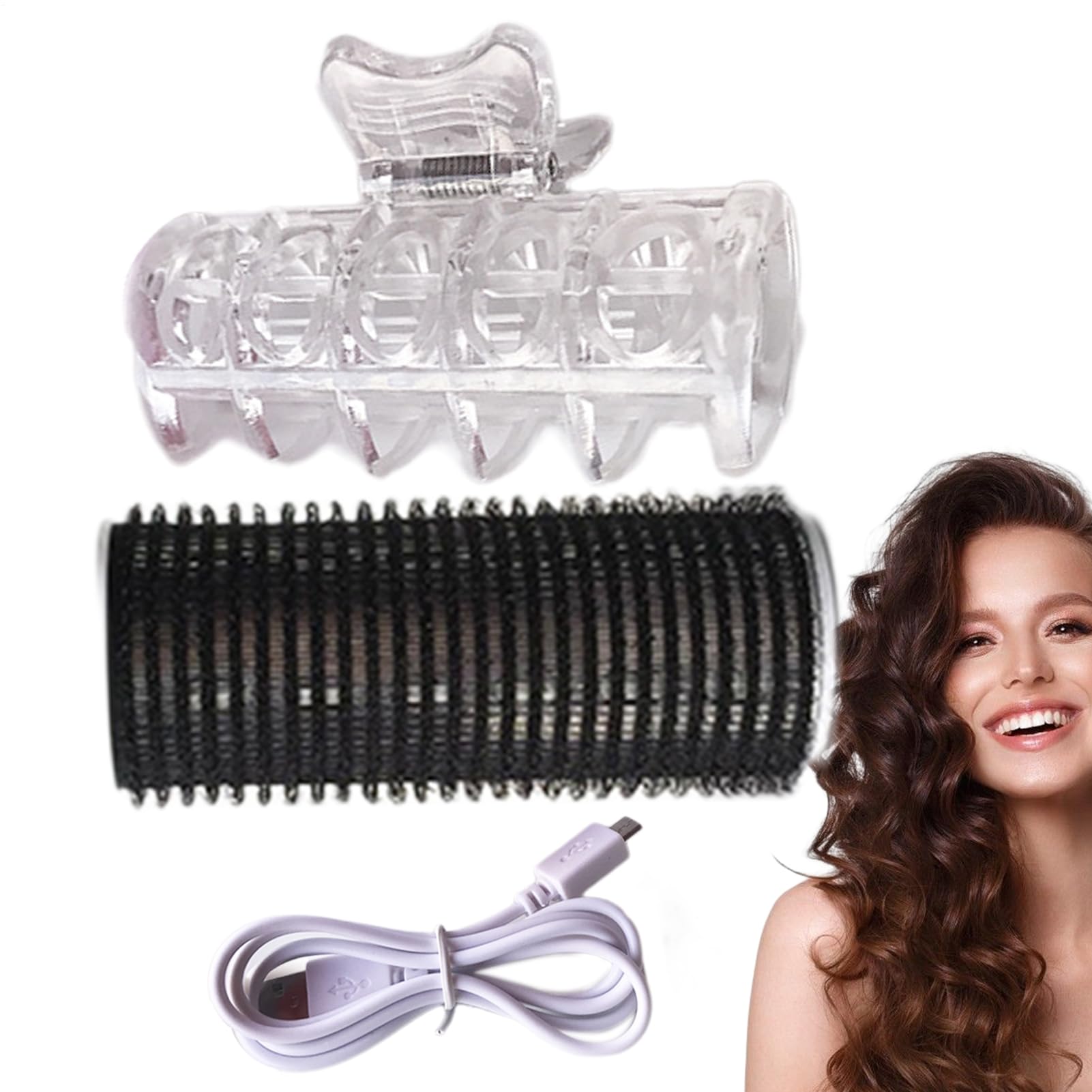 Hair Roller Set - 1.26 Inches USB Heated Curler | Korean Air Bangs Styling Tool - ABS Ceramic Hair Roller For All Hairs Types Fast Efficient Damage-Free Curl For All Hairs Solution