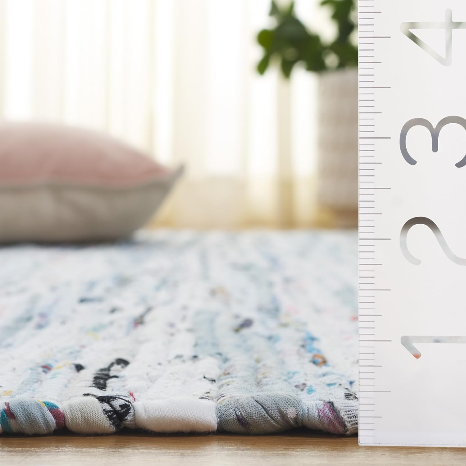 SAFAVIEH Rag Rug Collection Runner Rug - 2'3" x 6', Light Blue & Multi, Handmade Boho Stripe Cotton, Ideal for High Traffic Areas in Living Room, Bedroom (RAR125A)