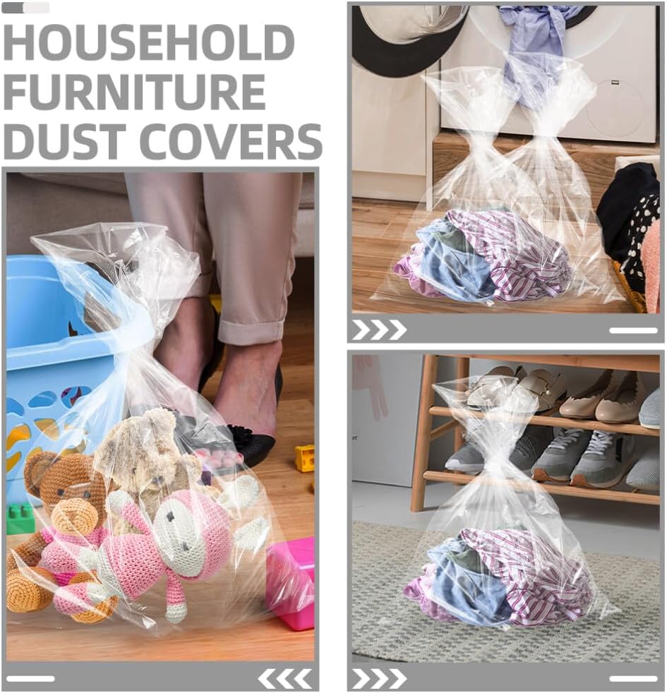 Alipis Large Set 4pcs Pe Plastic Moving Covers for Furniture Wrapping Bag Dustproof Clothes Storage Home Appliance and Luggage
