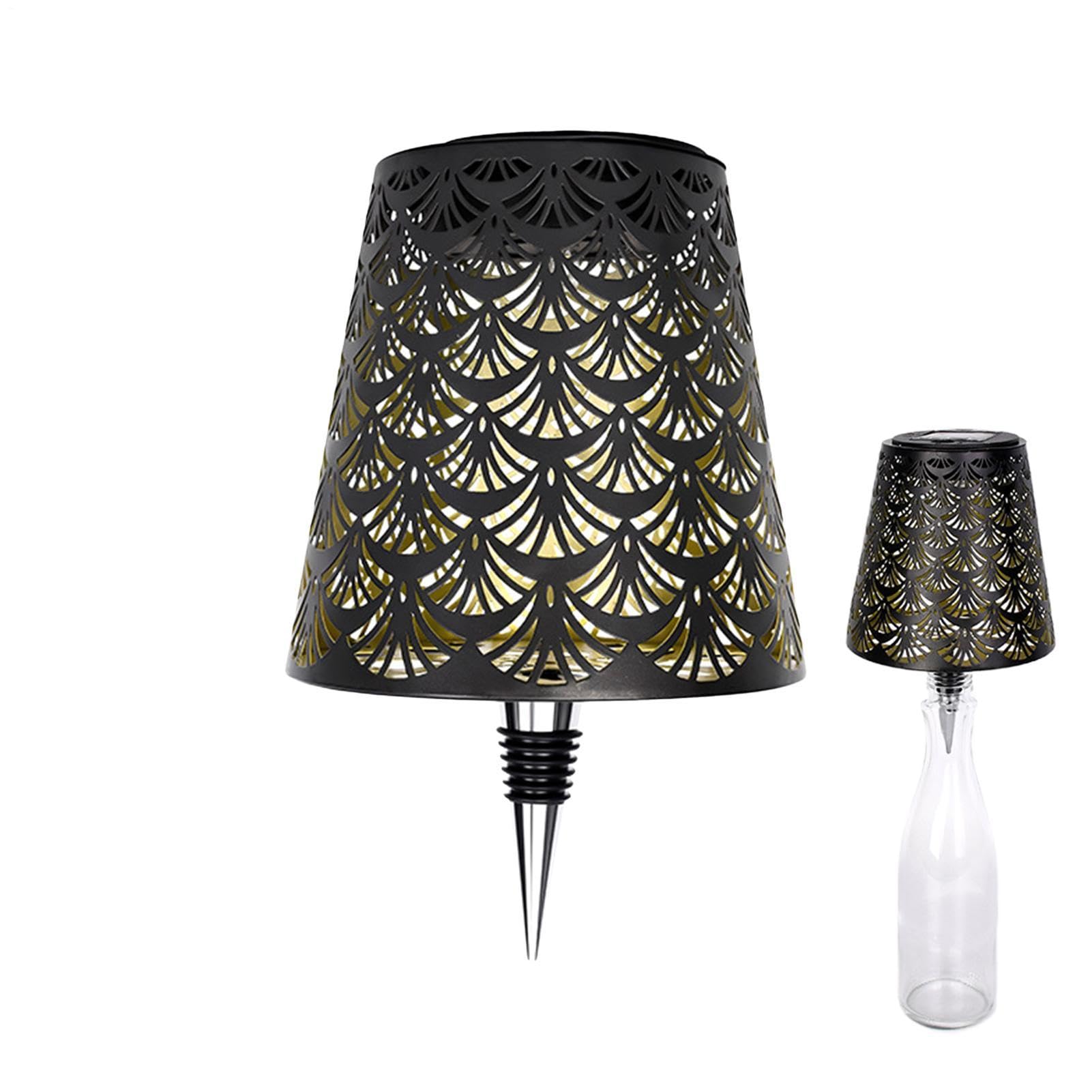 Lampada a energia solare per bottiglia di vino, proiettore di in metallo cavo con tappo, lampada da tavolo ad energia solare bianca calda per matrimoni, feste e bar, decorazione decorativa in