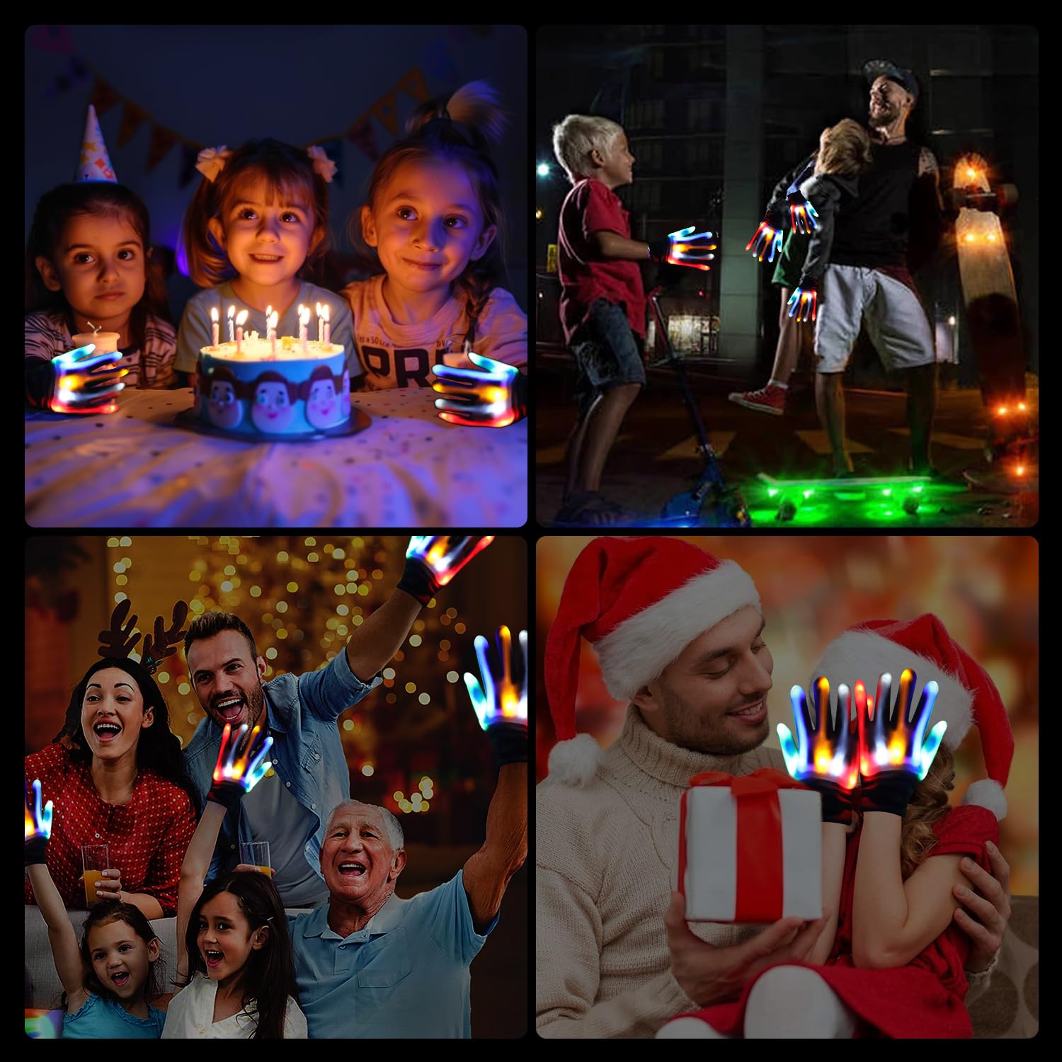 Kimimara LED Kinder Handschuhe Glitter Neon Partyhandschuhe Karneval Halloween Glühen Geburtstag Geschenk Weihnachten Club Feier Performance Zubehör Ambiente Requisiten