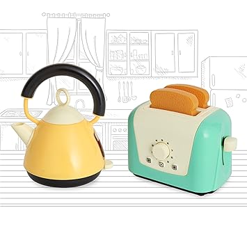 Casdon Toaster & Kettle Set, Casdon Home X Li'l Wizards|Pretend Play Toys for Kids|Realistic Appliances with Play Food|Interactive Toy Toaster & Kettle for Children Aged 3+|Kitchen Set for Gifting