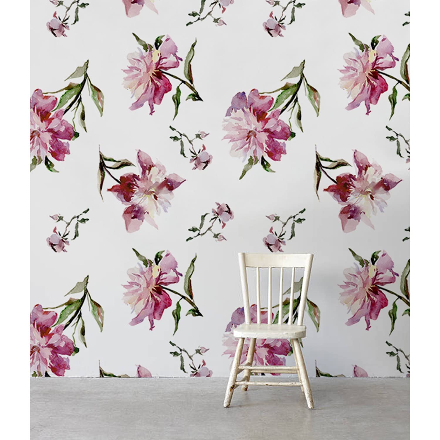 Papier peint en tissu intissé 104x70cm pour salon et meuble motif Chute de pivoines de pastèque