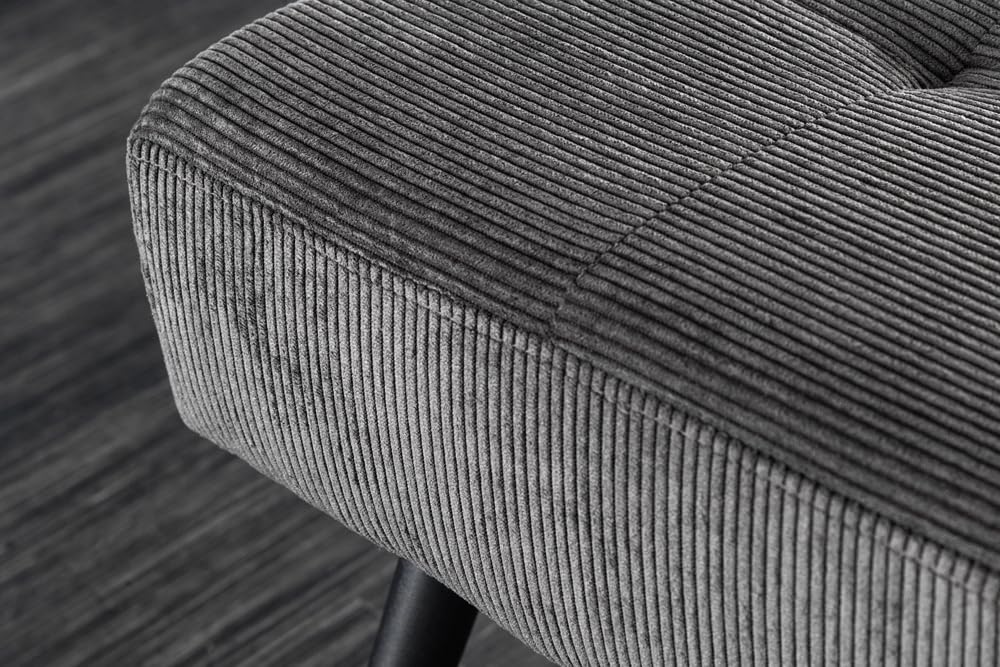 Riess Ambiente Design Sitzbank Boutique 100cm dunkelgrau Cord Schwarze Metallbeine, Polsterbank in modernen Stil, Flurmöbel, Esszimmerbank