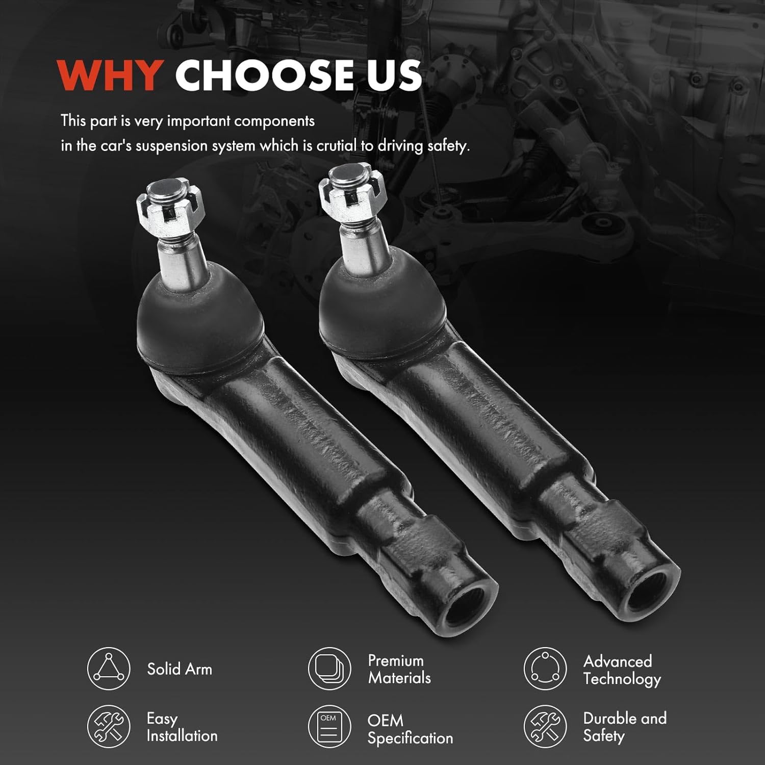 A-Premium 2 x Front Outer Tie Rod Ends, Compatible with Ford Mustang 82-93, LTD 83-86, Fairmont 82-83, Granada 82, Thunderbird 82-88, Mercury Capri 82-86, Cougar 82-88, Marquis 83-86, Zephyr 82-83