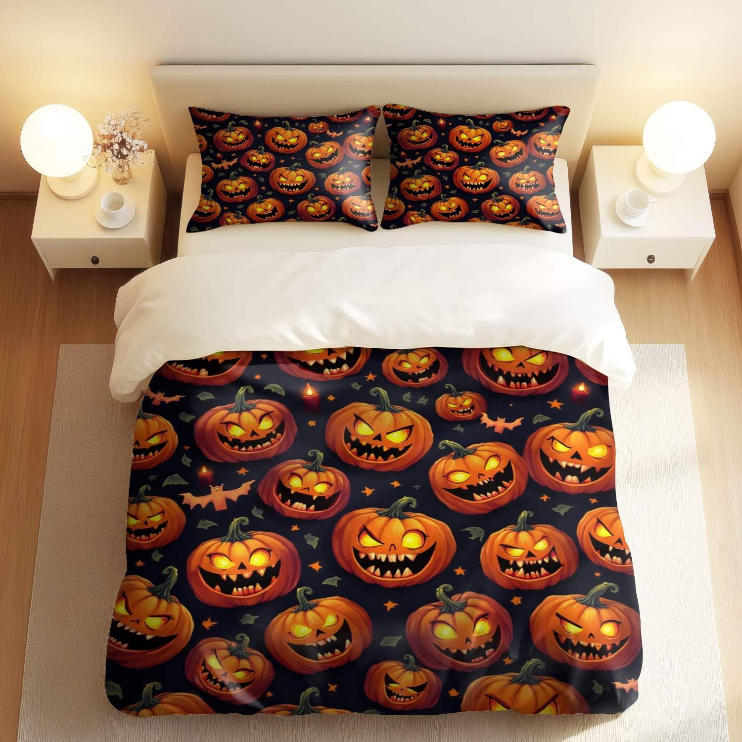 Housse de couette Halloween citrouille dessin animé pour sublimer la chambre d'enfant