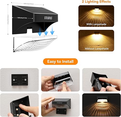 Miniatura 7 de Luces solares para valla, RGB de 10 modos de trabajo, luces solares para terraza, exteriores, impermeables, luces solares LED de pared para