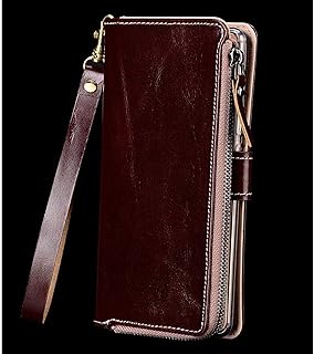 TPUOTI Funda con tapa para Apple iPhone 14 Plus de 6.7 pulgadas, cartera con cierre de muñequeras [tarjetero] Característica Stend Funda de cuero genuino para teléfono (Color: marrón)